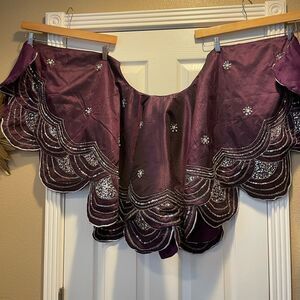 Dark Plum Purple Sequin Beaded Tree Skirt 48x48 Made in India
